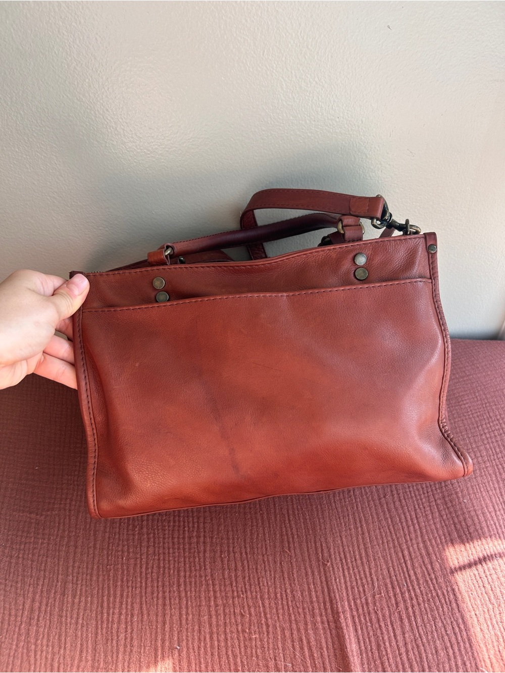 American Leather Co. Shoulder Bag In Cognac Leather - Satchel VGUC - Picture 4 of 9